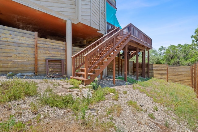 156 Lakefront Dr, Point Venture, TX 78645 - view of property exterior featuring stairway and a deck
