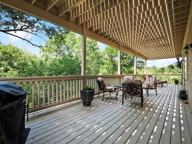 1300 Puddleby Cv, Austin, TX 78746 - wooden terrace with area for grilling and an outdoor hangout area