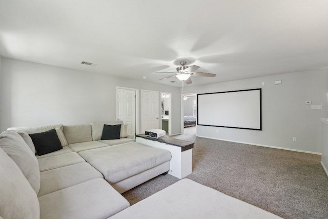 504 Chaparral Dr, Leander, TX 78641 - cinema with ceiling fan, carpet floors, and baseboards