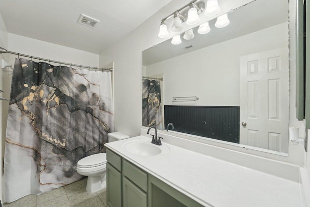 504 Chaparral Dr, Leander, TX 78641 - bathroom with vanity, toilet, tile patterned flooring, and a shower with curtain