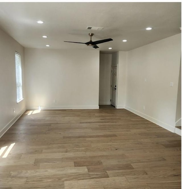 117 Waterloo Dr, Kyle, TX 78640 - unfurnished room with a ceiling fan, recessed lighting, and light wood finished floors