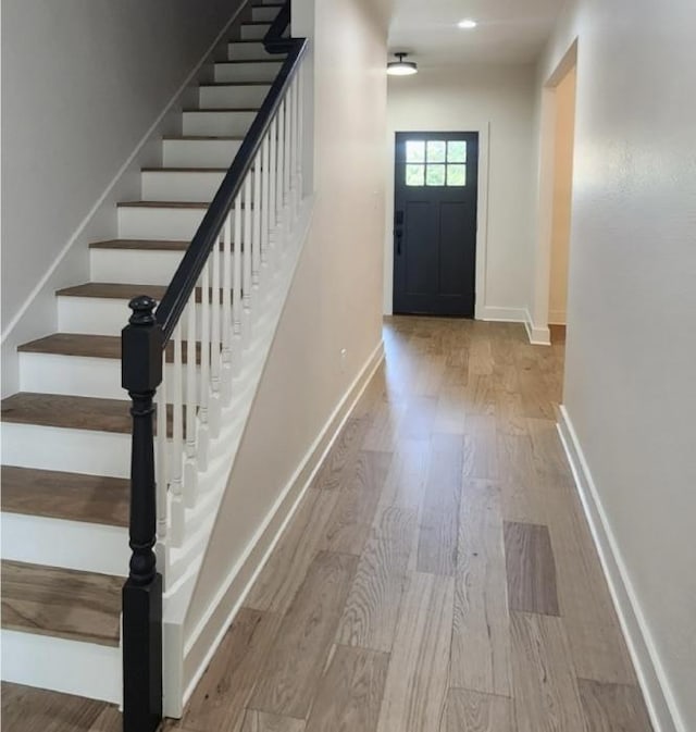 117 Waterloo Dr, Kyle, TX 78640 - foyer entrance featuring stairway and wood finished floors