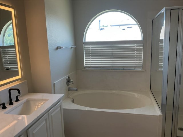117 Waterloo Dr, Kyle, TX 78640 - bathroom featuring healthy amount of natural light, vanity, and a bath