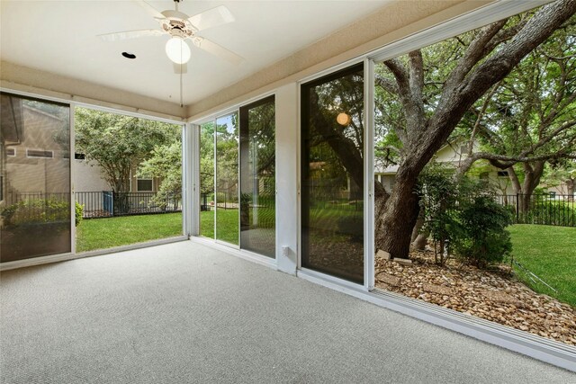 112 Anemone Way, Georgetown, TX 78633 - unfurnished sunroom featuring a ceiling fan and healthy amount of natural light