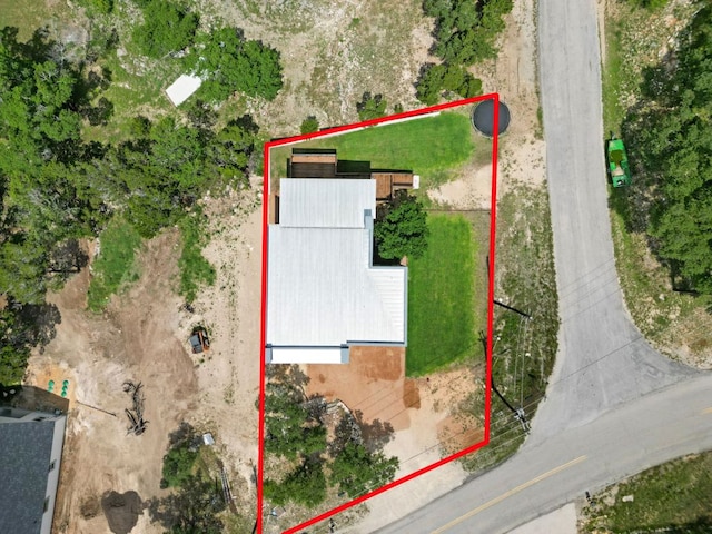 757 Canyon Bnd, Canyon Lake, TX 78133 - aerial view of property and surrounding area with property parcel outlined