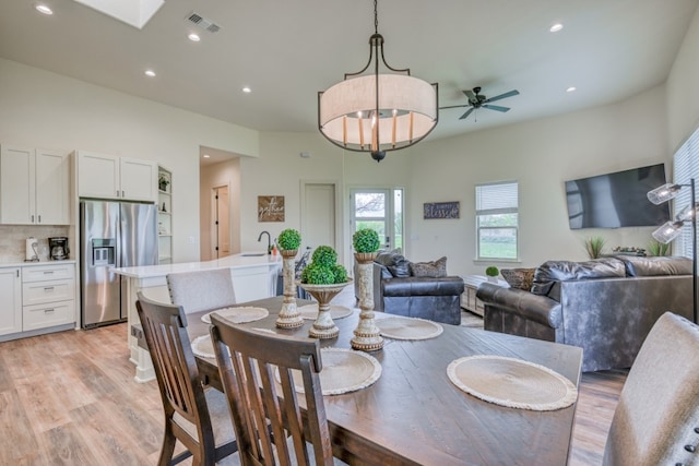 302 Parallel Cir, Horseshoe Bay, TX 78657 - dining space featuring light wood-style flooring, recessed lighting, and a ceiling fan