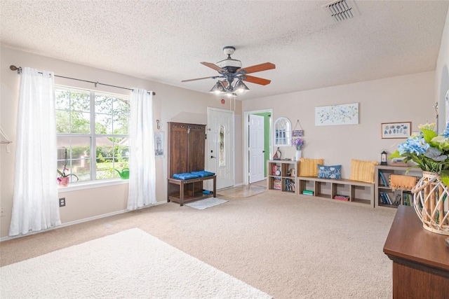 926 Zwicke St, Seguin, TX 78155 - office featuring ceiling fan, a textured ceiling, and carpet flooring