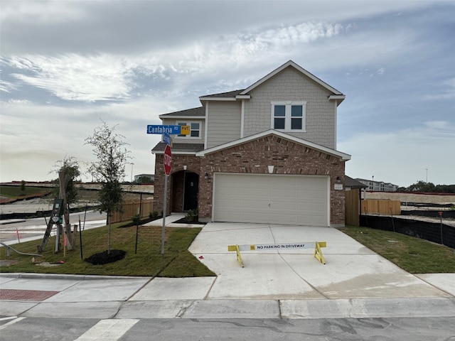 12101 Cantabria Rd, Austin, TX 78748 - traditional-style home featuring concrete driveway, brick siding, and a garage