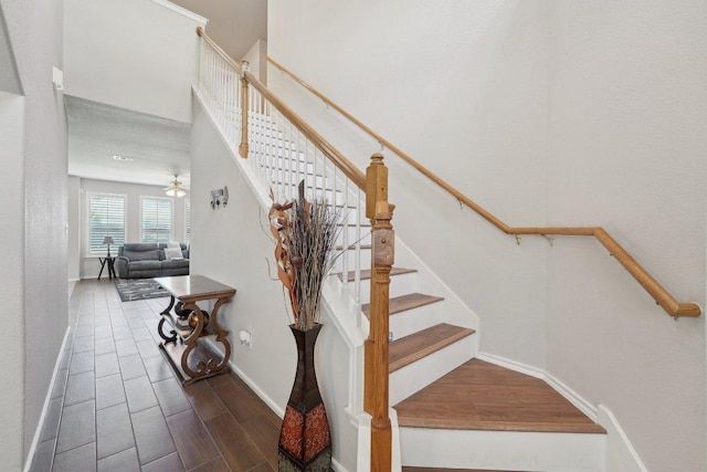 4013 Veiled Falls Dr, Pflugerville, TX 78660 - stairs featuring wood finished floors and baseboards