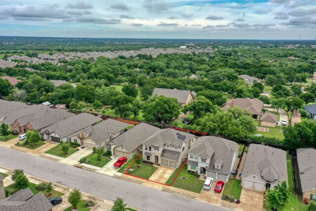 550 Cortona Ln, Georgetown, TX 78628 - aerial view of residential area featuring property parcel outlined