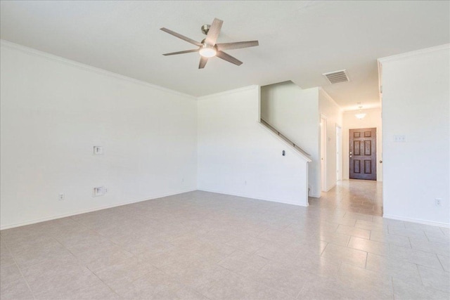 186 Sundown Ave, Buda, TX 78610 - empty room with ceiling fan and ornamental molding