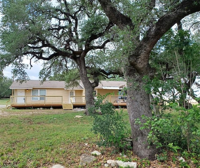 23393 Nameless Rd Unit 164, Leander, TX 78641 - back of property featuring a deck and a lawn