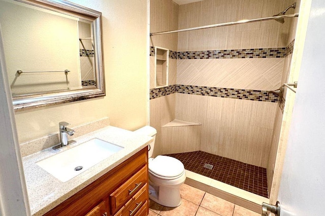 1121 Peggotty Pl, Austin, TX 78753 - bathroom featuring vanity, a stall shower, and tile patterned floors