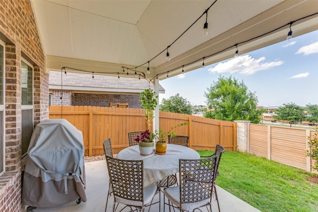 2212 Mcclendon Trl, Leander, TX 78641 - view of patio / terrace with outdoor dining area and grilling area