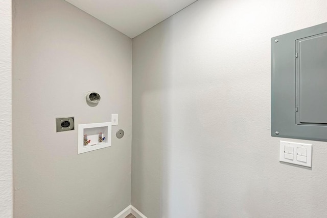 6718 Silvermine Dr Unit 804, Austin, TX 78736 - laundry area featuring hookup for an electric dryer, electric panel, baseboards, hookup for a gas dryer, and washer hookup