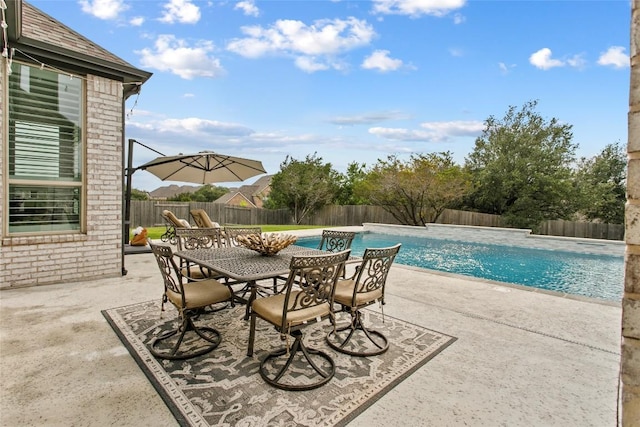 116 Egret Ln, Austin, TX 78737 - view of pool with a fenced backyard, a patio area, and outdoor dining area