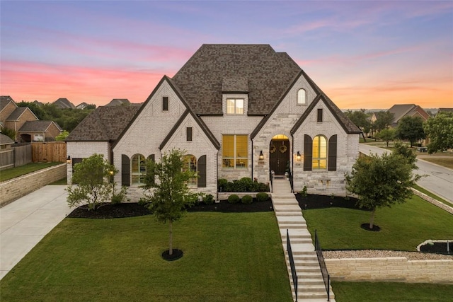 116 Egret Ln, Austin, TX 78737 - french country inspired facade featuring brick siding, driveway, stone siding, and roof with shingles
