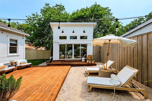 8608 Georgian Dr, Austin, TX 78753 - wooden terrace featuring an outbuilding