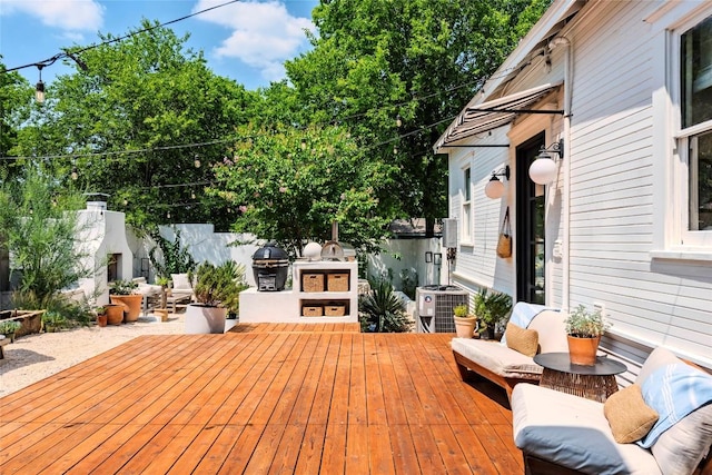 8608 Georgian Dr, Austin, TX 78753 - wooden terrace featuring central AC unit