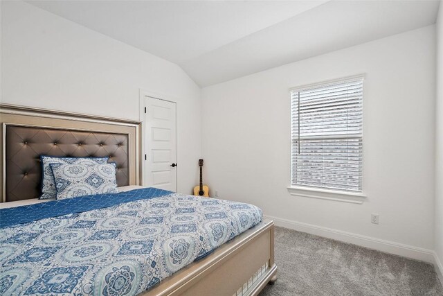 1305 Crescent Ln, Georgetown, TX 78633 - carpeted bedroom featuring baseboards and vaulted ceiling
