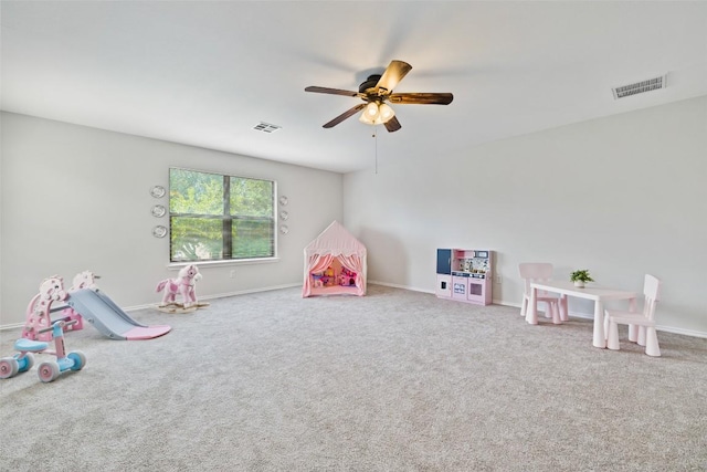 223 Woodlake Dr, Georgetown, TX 78633 - game room featuring a ceiling fan and carpet flooring