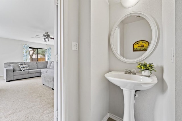 223 Woodlake Dr, Georgetown, TX 78633 - bathroom featuring a ceiling fan
