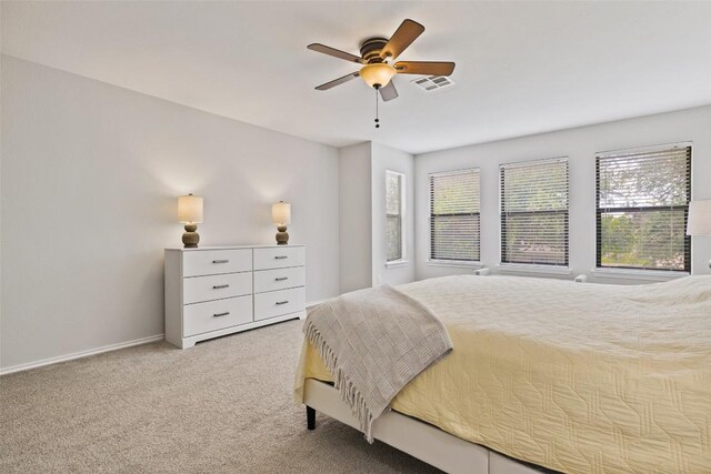 223 Woodlake Dr, Georgetown, TX 78633 - bedroom featuring multiple windows, carpet, and ceiling fan