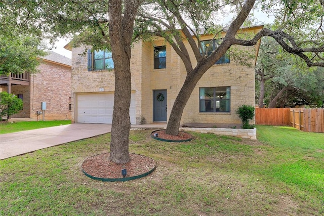 223 Woodlake Dr, Georgetown, TX 78633 - view of front of home with an attached garage, driveway, and stone siding