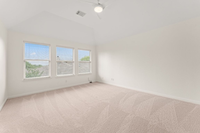 5708 Bexley Ct, Austin, TX 78739 - carpeted spare room featuring vaulted ceiling, baseboards, and a ceiling fan