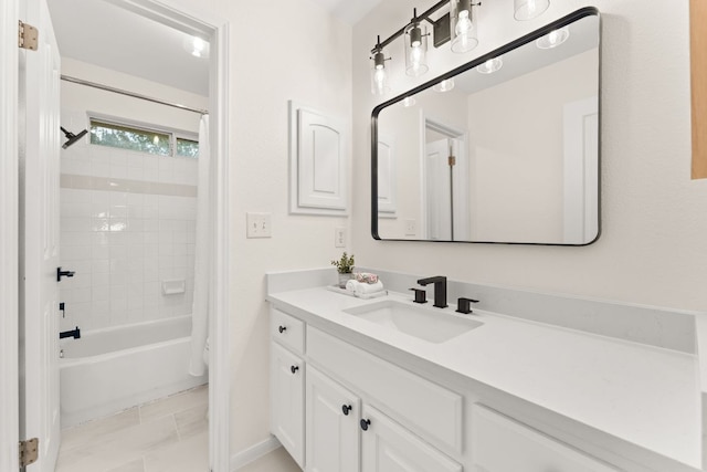 5708 Bexley Ct, Austin, TX 78739 - bathroom with vanity and shower / bath combination with curtain