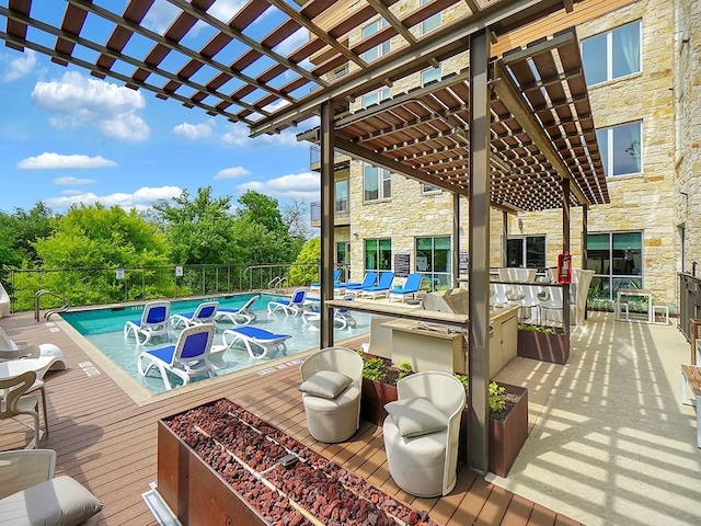 1900 Barton Springs Rd Unit 4013, Austin, TX 78704 - deck with a pergola and a community pool