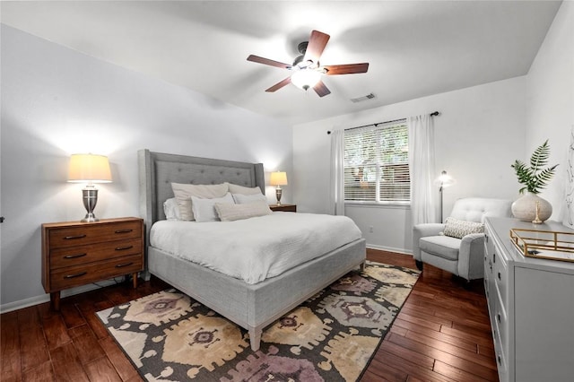 5929 Mesa Verde Cir, Austin, TX 78749 - bedroom with hardwood / wood-style flooring, baseboards, and ceiling fan