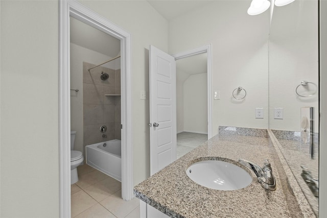 6724 Leonardo Dr, Round Rock, TX 78665 - full bathroom with toilet, vanity, tile patterned flooring, and shower / bathtub combination
