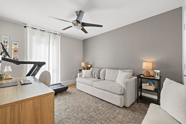 11200 Bending Bough Trl, Austin, TX 78758 - office with ceiling fan, baseboards, and wood finished floors