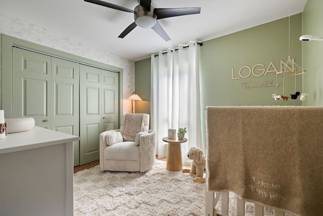 11200 Bending Bough Trl, Austin, TX 78758 - sitting room with a ceiling fan and light wood-style floors