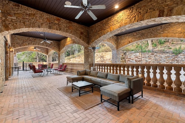 604 Logans Ln, Austin, TX 78746 - view of patio / terrace with ceiling fan and an outdoor living space
