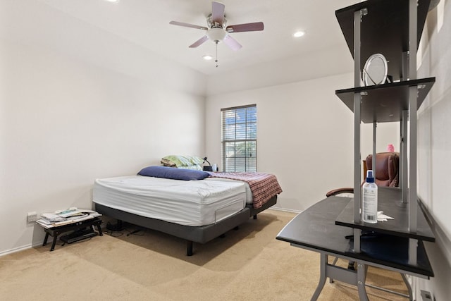 113 Blossom Valley Strm, Buda, TX 78610 - carpeted bedroom featuring recessed lighting, baseboards, and ceiling fan