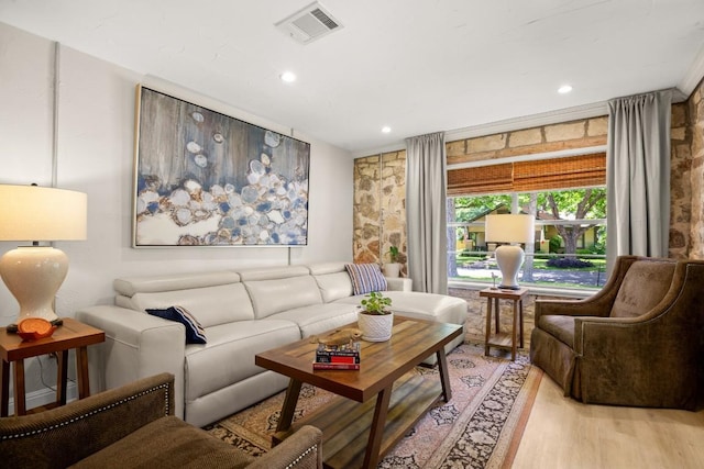 1507 Ash St, Georgetown, TX 78626 - living room with light wood finished floors and recessed lighting