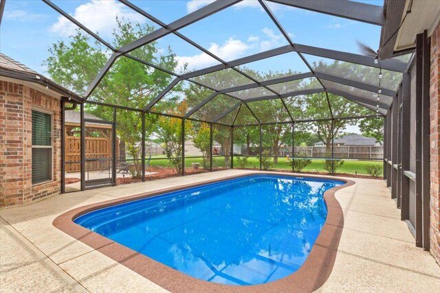 119 Tallwood Cir, Salado, TX 76571 - outdoor pool featuring a patio area and glass enclosure