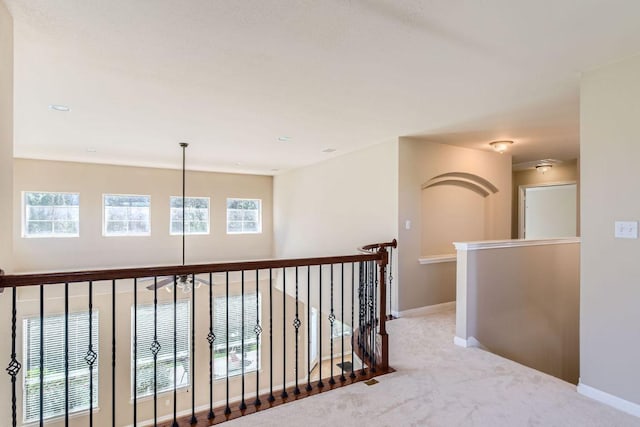 7701 Crackling Creek Dr, Austin, TX 78736 - hallway with carpet and an upstairs landing