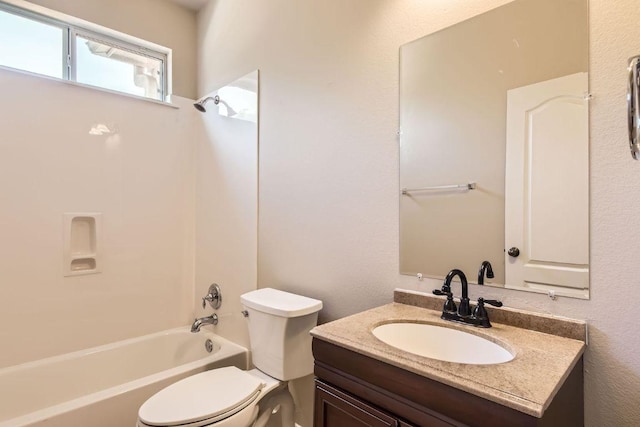 7701 Crackling Creek Dr, Austin, TX 78736 - bathroom featuring toilet, vanity, and washtub / shower combination