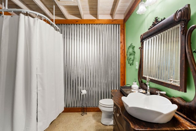 966 County Road 439th Rd, Stockdale, TX 78160 - bathroom with vanity, toilet, and curtained shower