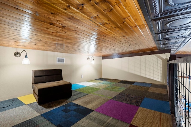 966 County Road 439th Rd, Stockdale, TX 78160 - recreation room featuring carpet floors and wooden ceiling