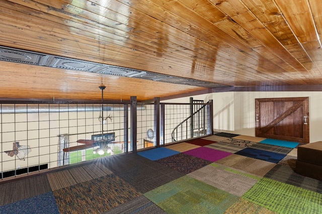 966 County Road 439th Rd, Stockdale, TX 78160 - interior space featuring wood ceiling and carpet floors