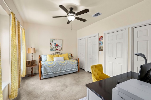 966 County Road 439th Rd, Stockdale, TX 78160 - bedroom with two closets and ceiling fan