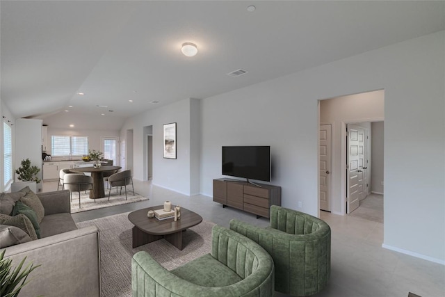 2800 Joe Dimaggio Blvd Unit 95, Round Rock, TX 78665 - living area with lofted ceiling, recessed lighting, and baseboards