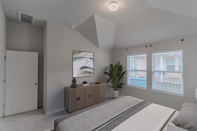 2800 Joe Dimaggio Blvd Unit 95, Round Rock, TX 78665 - bedroom with light colored carpet, vaulted ceiling, and baseboards