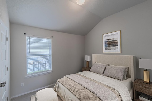 2800 Joe Dimaggio Blvd Unit 95, Round Rock, TX 78665 - carpeted bedroom with vaulted ceiling and baseboards