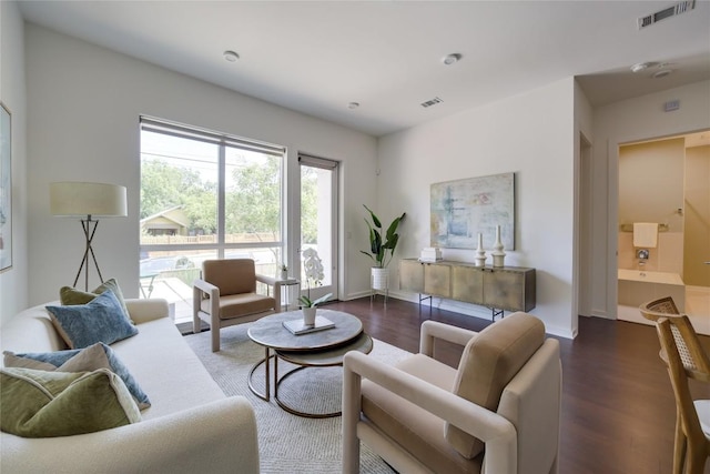 207 W Johanna St Unit 102, Austin, TX 78704 - living area featuring dark wood-type flooring and baseboards