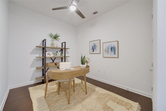 207 W Johanna St Unit 102, Austin, TX 78704 - office space with a ceiling fan, wood finished floors, and baseboards